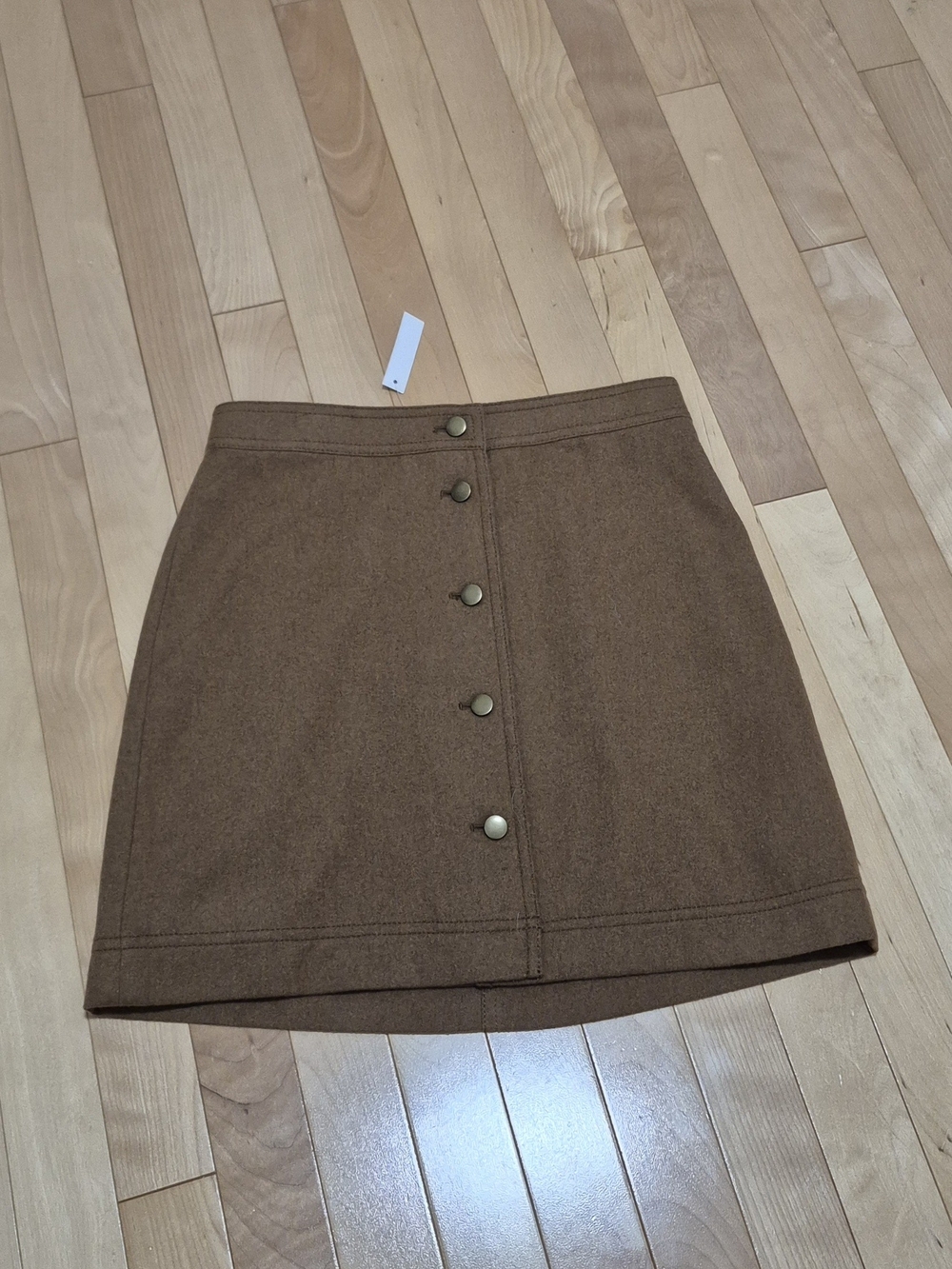 Madewell Wool Blend Button-Front Mini Skirt